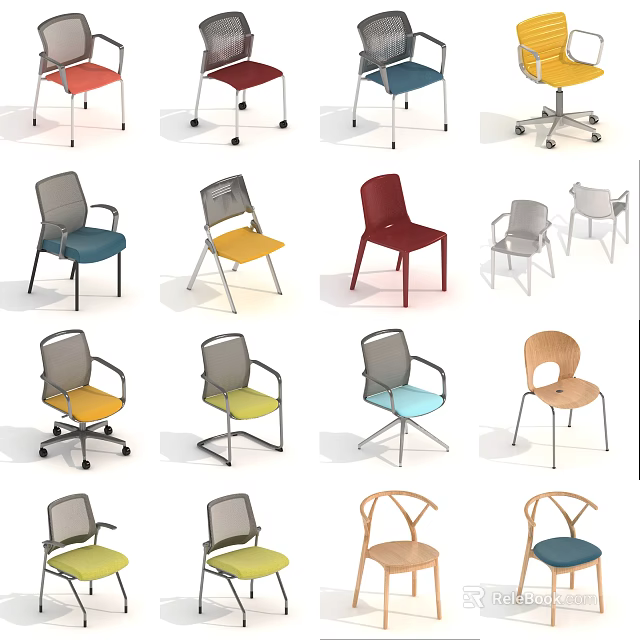 Various Colors Modern Design Leisure Chairs with Different Styles for Home Office 3d model 