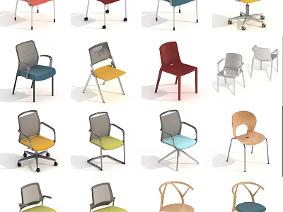 Various Colors Modern Design Leisure Chairs with Different Styles for Home Office 3d model