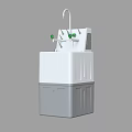 Functional School Handwashing Station With White Gray Body And Green Control Knobs 3d model