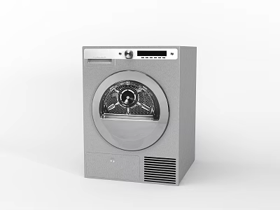 Gray Washing Machine With Round Door Transparent Window Control Panel And Bottom Vents 3d model
