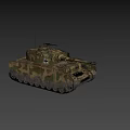 Military Tank With Camouflage Paint Turret Machine Gun Long Cannon And Heavy Tracks