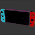Portable Gaming Console With Red Blue Controllers And Black Screen Design