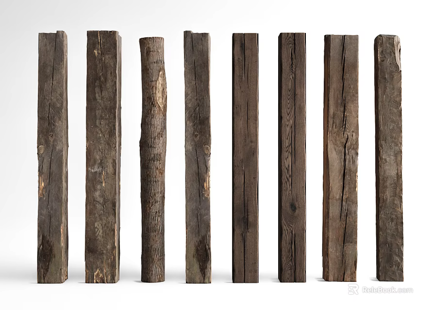 Rustic Natural Wooden Timber Planks With Different Textures For Home Decor 3d model 
