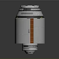 Spacecraft With Orange Solar Panels And Cylindrical Module On Reflective Surface