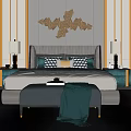 Modern Background Double Bed Double Bed 3d model