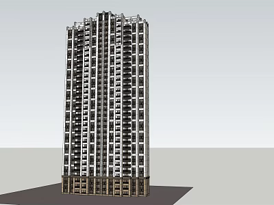 Modern High Rise Residential Building With Multiple Windows And Exterior Design 3d model