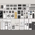 Diverse Household Appliances Collection Featuring Washing Machines Refrigerators Air Conditioners And Microwaves