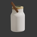 White Ceramic Container with Wooden Lid and Leather Handle for Modern Home Storage
