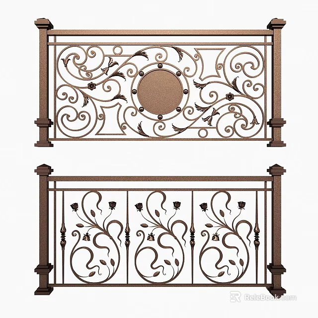 Decorative Iron Partition With Intricate Scroll Patterns And Floral Motifs 3d model