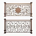 Decorative Iron Partition With Intricate Scroll Patterns And Floral Motifs 3d model