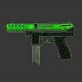 Green and Black Pistol with Hollowed Out Patterned Upper Receiver and Tactical Design