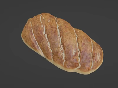 Golden Brown Striped Bread Loaf With Crusty Surface And Artisanal Texture 3d model