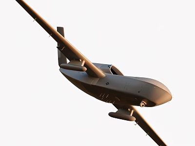 Gray Passenger Plane Flying in Clear Sky with Extended Wings and Engines 3d model