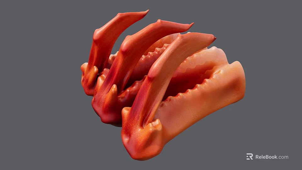 3D Rendered Red Claw Like Structure With Sharp Edges And Orange Texture 3d model 