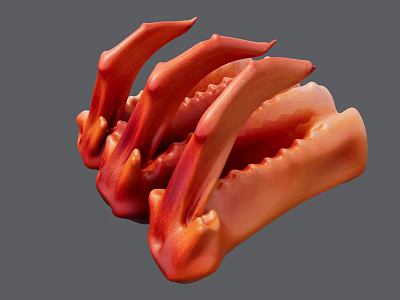 3D Rendered Red Claw Like Structure With Sharp Edges And Orange Texture 3d model