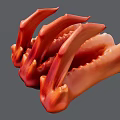 3D Rendered Red Claw Like Structure With Sharp Edges And Orange Texture