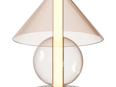 Modern Table Lamp With Transparent Sphere Base Cone Shade And Yellow Vertical Stripe 3d model