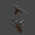 Vintage Pistols with Metal Parts and Wooden Grips Classic Firearms Design