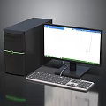Black Desktop Computer Setup With Green Accent Monitor Keyboard And Mouse Displaying Work Interface 3d model