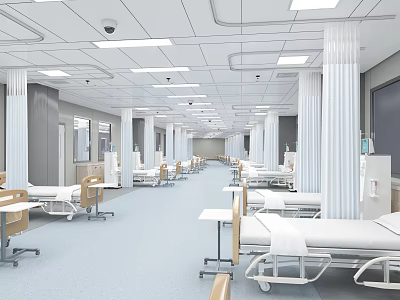 Modern Hospital Outpatient Clinic Space With Beds And Medical Equipment 3d model