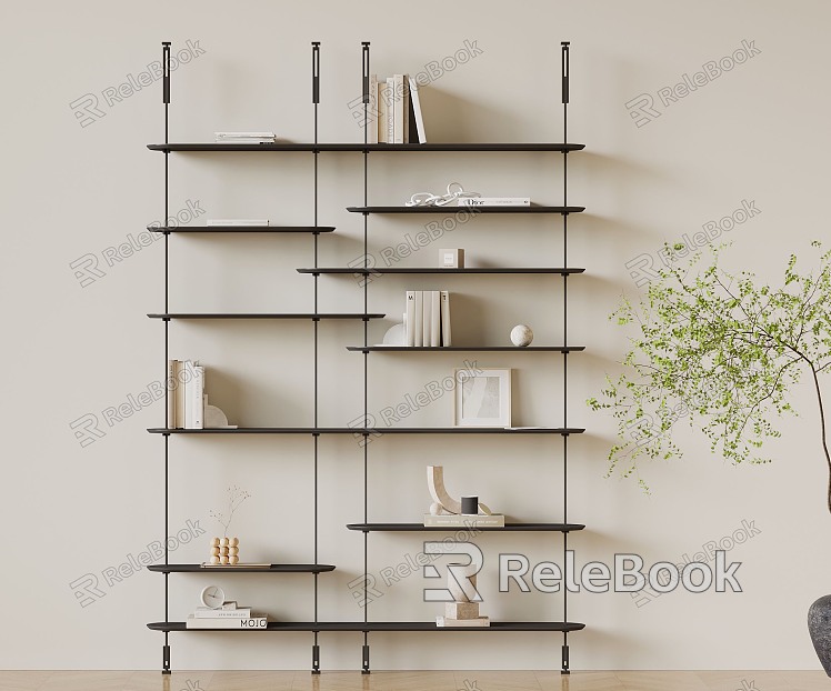 Modern Bookshelf Book Ornaments model