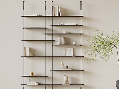 Modern Bookshelf Book Ornaments model