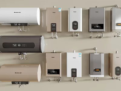 Various Styles And Colors Of Electric Water Heaters For Home Daily Use 3d model