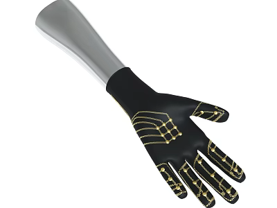 Black Prosthetic Hand With Gold Patterned Lines And Modern Design Structure 3d model