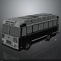 Vintage Gray Bus With Multiple Windows Roof Skylights And Retro Exterior Design
