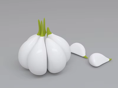 Vibrant Garlic Themed Photo Check in Spot Featuring Fresh Bulbs Green Sprouts and Peeled Cloves 3d model