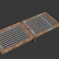 Rusty Metal Grating Structure With Gridded Pattern And Weathered Surface