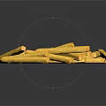 Appetizing Crispy Golden French Fries Heap Arranged On Black Background Surface