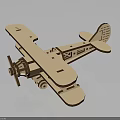 Wooden Airplane Model Biplane With Propeller Detailed Structure And Crafted Design
