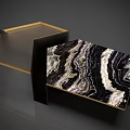 Modern Black Gold Coffee Table With Marble Pattern Top And Elegant Design