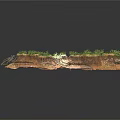 Modern Natural Terrain Model With Brown Substrate And Lush Green Vegetation 3d model