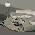 Modern Cream Style Sofa Single Chair Combination 3d model