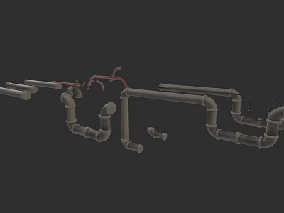 Sci-fi Industrial Pipe Module Kit Valve Mechanical Equipment Game Assets 3d model