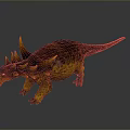 Detailed Armored Dinosaur Model with Spiked Head and Scaly Yellow Brown Body