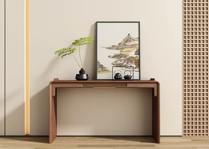 New Chinese Style Entrance End View Desk End View Desk End View Entrance Cabinet Case 3d model