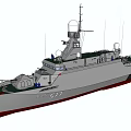 Modern Military Warship With Radar Antenna Weapon Systems And Hull Design