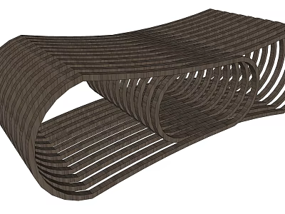 Modern Leisure Chair With Curved Striped Structure And Unique Stylish Design 3d model