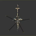 Military Attack Helicopter Featuring Camouflage Paint Multiple Rotors And Weapon Systems