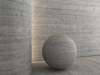 Textured Concrete Architectural Components With Cylinder Sphere And Gray Wall Floor 3d model