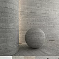 Textured Concrete Architectural Components With Cylinder Sphere And Gray Wall Floor 3d model