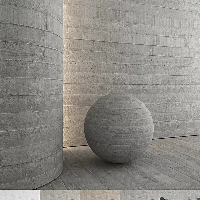 Textured Concrete Architectural Components With Cylinder Sphere And Gray Wall Floor 3d model