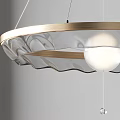 Modern Elegant Chandelier with Gold Metal Ring Transparent Glass Shade and White Globe Bulb