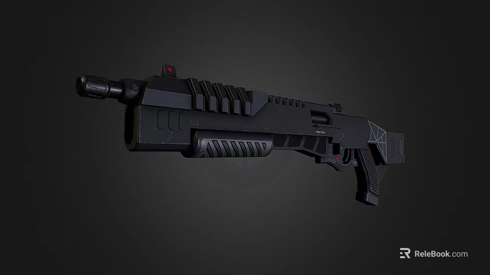 Sleek Black Modern Tactical Weapon Design Featuring Ergonomic Grip And Smooth Barrel Structure 3d model 