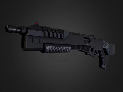 Sleek Black Modern Tactical Weapon Design Featuring Ergonomic Grip And Smooth Barrel Structure 3d model