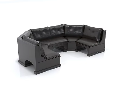 Black Leather Corner Sectional Sofa With Multi Person Comfortable Seating 3d model