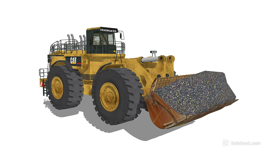 CAT Yellow Heavy Duty Large Loader Filled with Gravel for Construction Work 3d model 